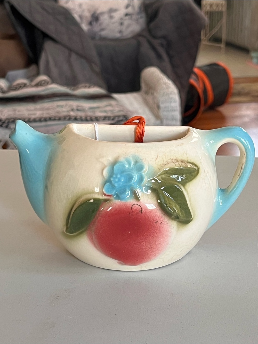 Vintage Shawnee Ceramic Peach Teapot Planter